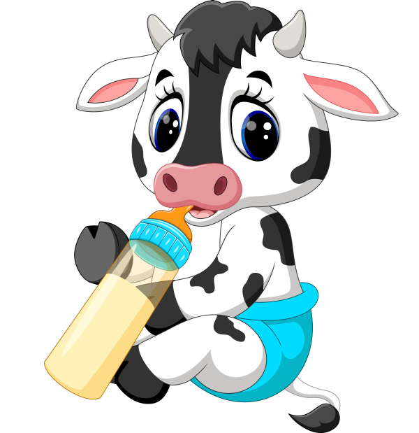 Cartoon animal with a bottle of milk vector image 15