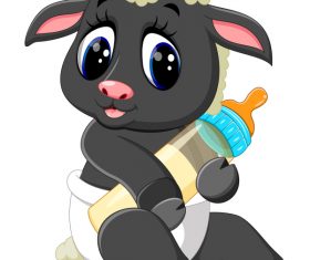 Cartoon animal with a bottle of milk vector image 16
