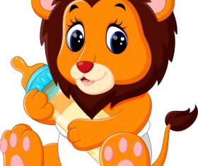 Cartoon animal with a bottle of milk vector image 17