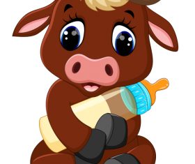 Cartoon animal with a bottle of milk vector image 18