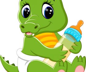 Cartoon animal with a bottle of milk vector image 19