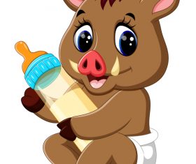 Cartoon animal with a bottle of milk vector image 20