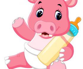 Cartoon animal with a bottle of milk vector image 22