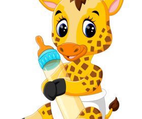 Cartoon animal with a bottle of milk vector image 23
