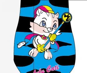 Cartoon animals on striped cloth vector