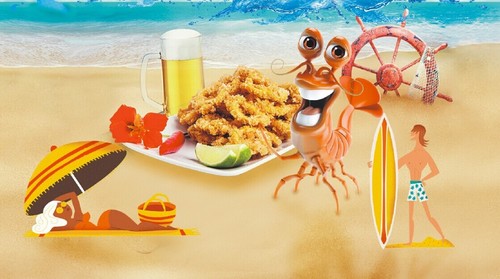 Cartoon beach and food vector