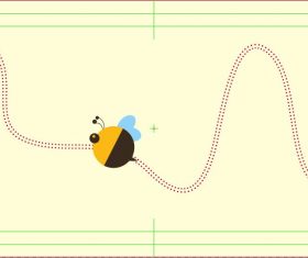 Cartoon bee flying trajectory vector