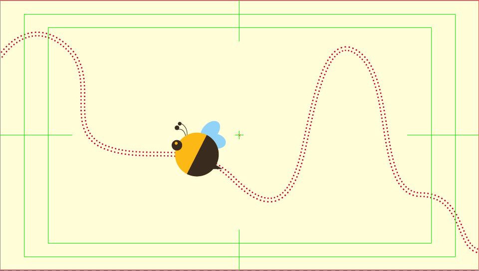 Cartoon bee flying trajectory vector