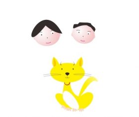 Cartoon character and kitten vector
