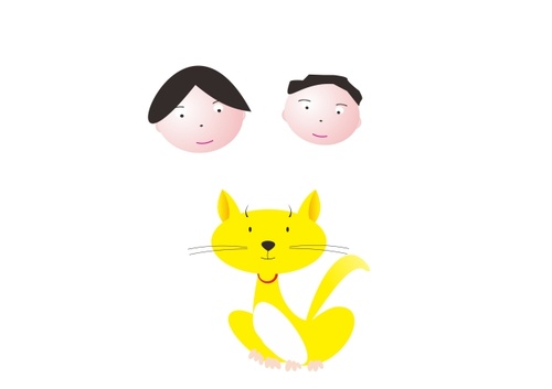 Cartoon character and kitten vector