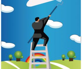 Cartoon character wall painting vector