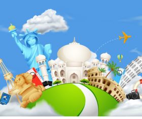 Cartoon digital printing travel vector