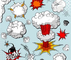 Cartoon explosion effect speech bubbles vector