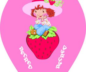 Cartoon girl and strawberry vector