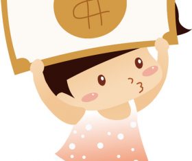 Cartoon girl holding banknote vector