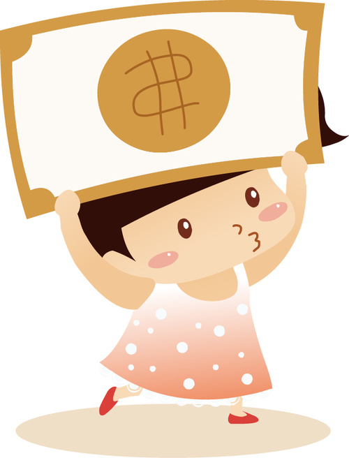 Cartoon girl holding banknote vector