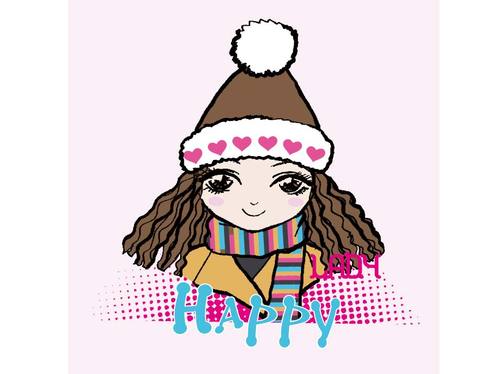 Cartoon girl wearing warm hat vector