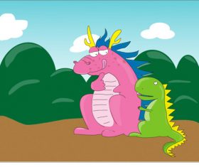 Cartoon hand drawn animal vector