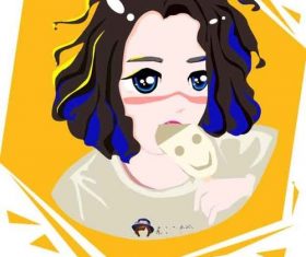 Cartoon image of little girl eating ice cream vector