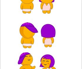 Cartoon little boy and little girl vector