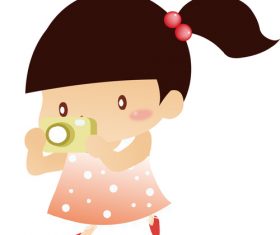 Cartoon little girl holding camera vector