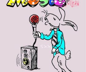 Cartoon little mouse singing vector