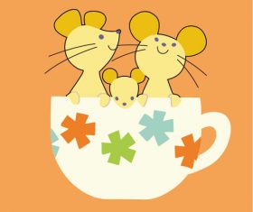 Cartoon mouse in cup vector