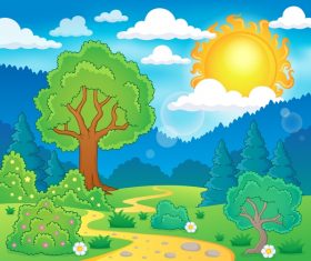 Cartoon natural landscape vector
