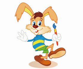 Cartoon rabbit holding brush vector