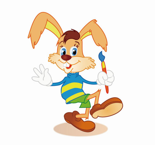Cartoon rabbit holding brush vector