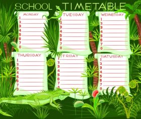 Cartoon school class schedule template vector 01