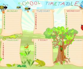 Cartoon school class schedule template vector 03