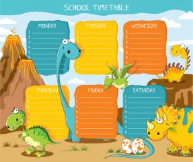 Cartoon school class schedule template vector 05