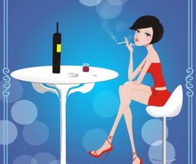 Cartoon smoking girl vector