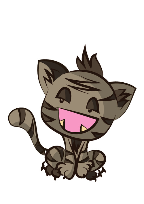 Cartoon striped kitten vector