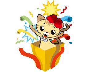 Cat in the box vector