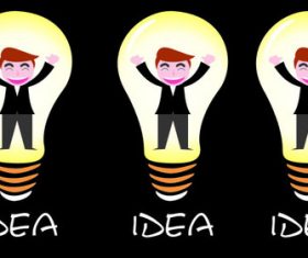 Characters and light bulbs vector