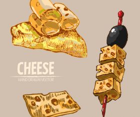 Cheese food hand drawing vectors 01