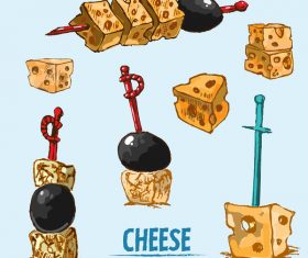 Cheese food hand drawing vectors 02