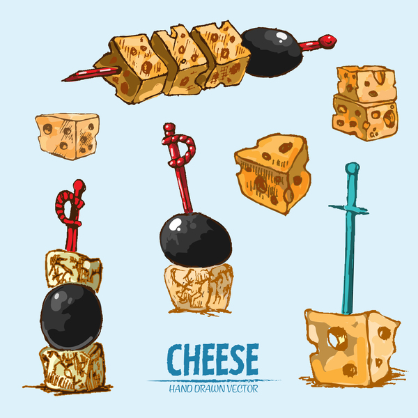 Cheese food hand drawing vectors 02