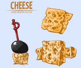 Cheese food hand drawing vectors 03