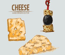 Cheese food hand drawing vectors 04
