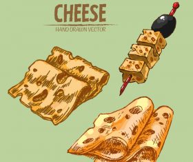 Cheese food hand drawing vectors 05