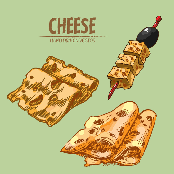 Cheese food hand drawing vectors 05