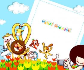 Children and animal illustrator vector