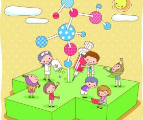 Children playing cartoon character vector