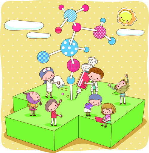 Children playing cartoon character vector