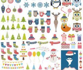 Christmas decor elements vector set