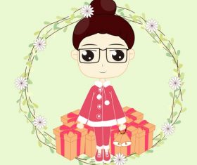 Christmas little girl vector