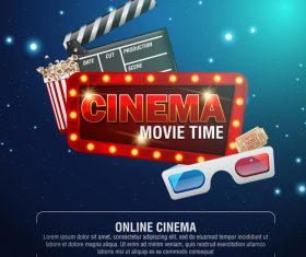 Cinema poster template vectors design 01